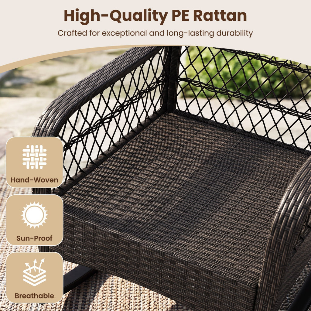 Outdoor Wicker Rocking Chair with Cushions