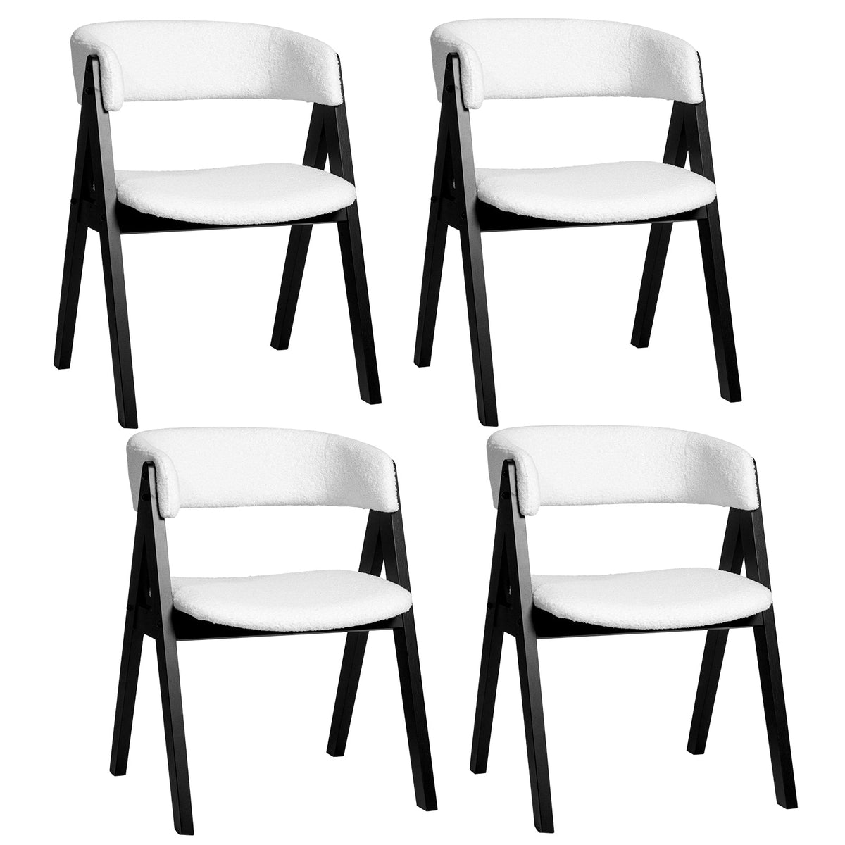 Wooden Dining Chair Set of 4  Upholstered Dining Room Chairs