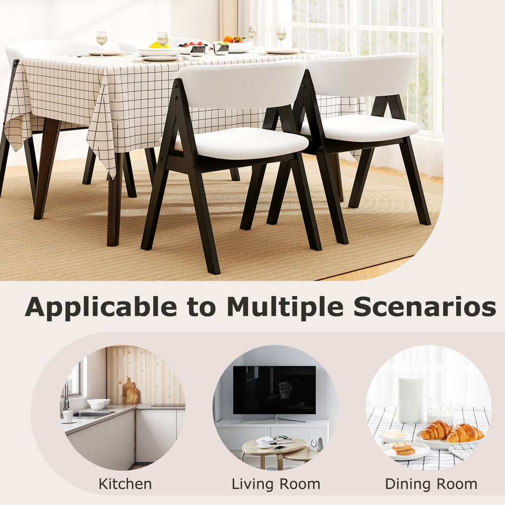 Wooden Dining Chair Set of 4  Upholstered Dining Room Chairs