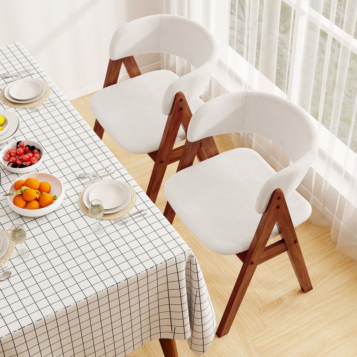 Wooden Dining Chair Set of 4  Upholstered Dining Room Chairs