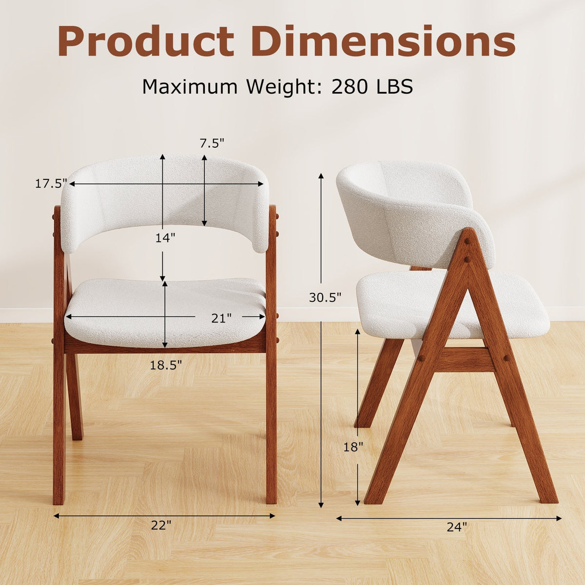Wooden Dining Chair Set of 4  Upholstered Dining Room Chairs