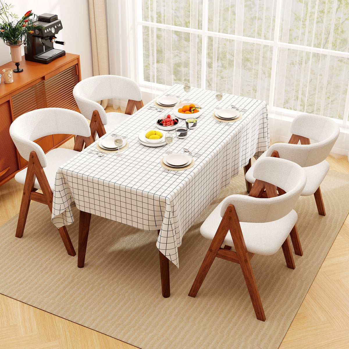 Wooden Dining Chair Set of 4  Upholstered Dining Room Chairs